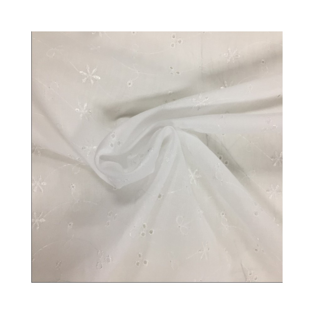 3 Hole Broderie Anglaise Fabric White