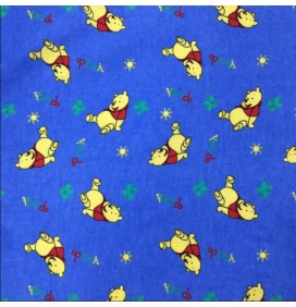 100% Brushed Cotton Fabric Teddy Bears Blue