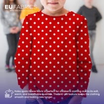 Polko Spots on Fleece Fabric Red with White Spots1