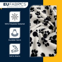 Fleece Fabric Paw Prints Black Paws