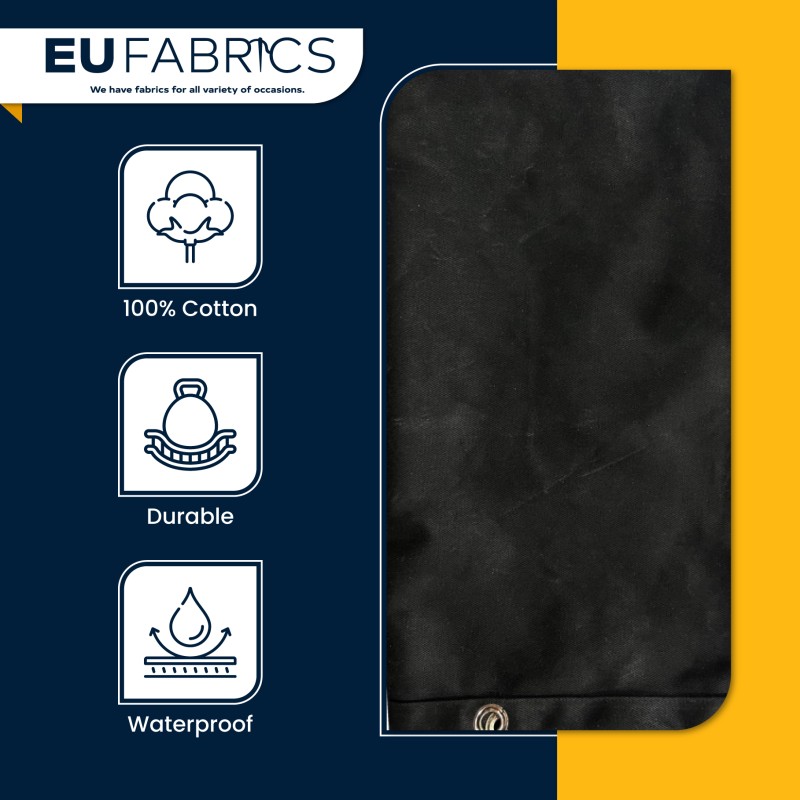 140z Waterproof 100% Cotton Canvas Tarpaulin Covers Black4