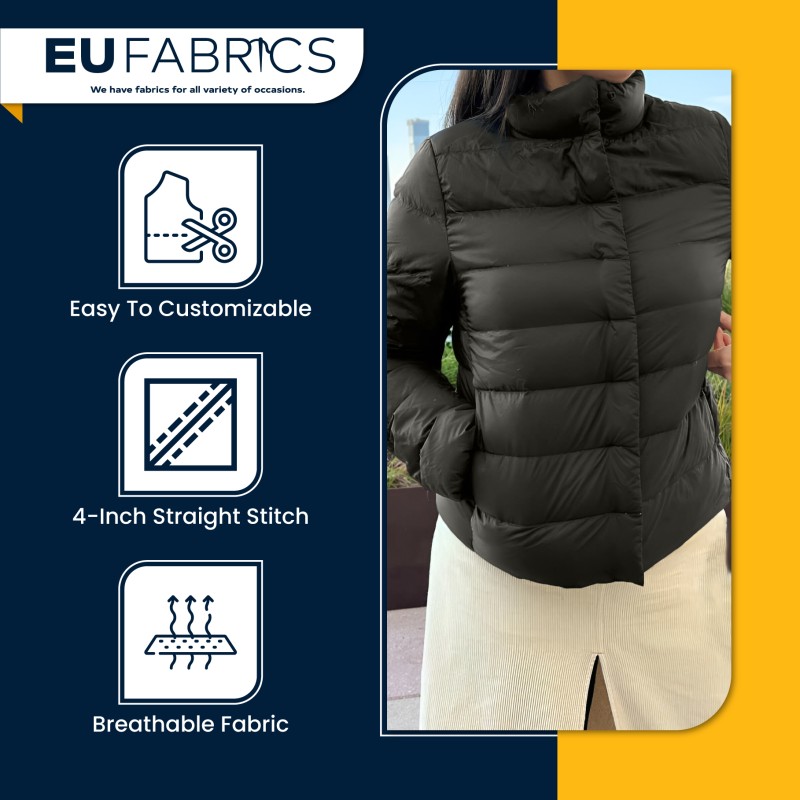 Black Straight Line Quilted Fabric Lining