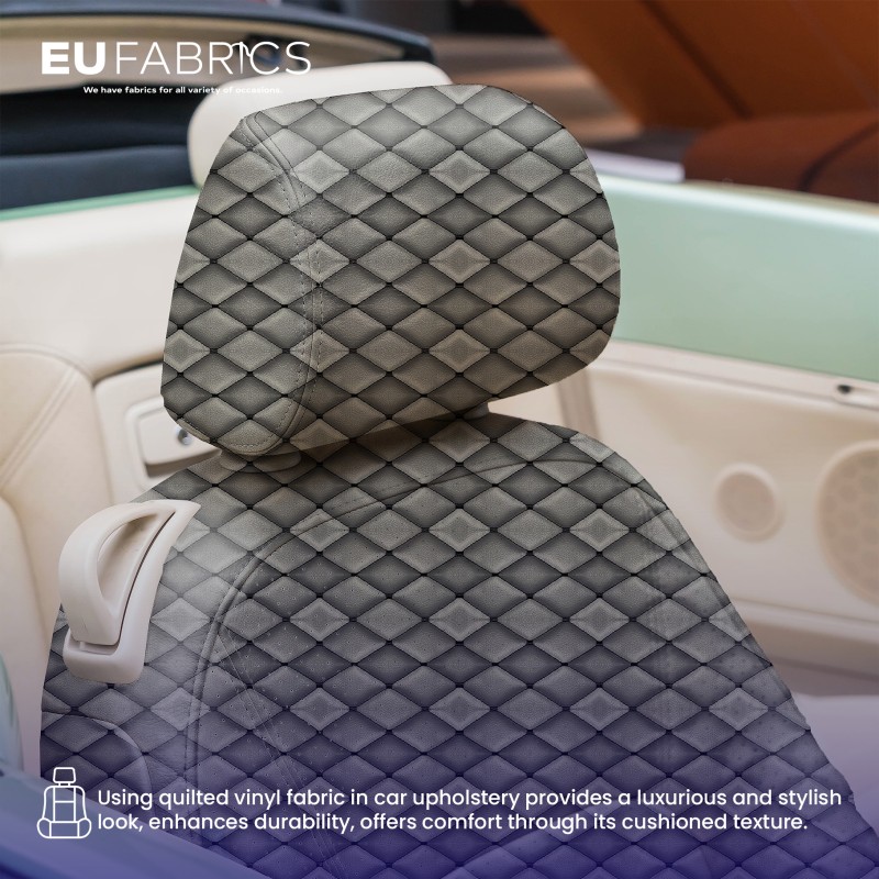 Quilted Leatherette  Black and Grey 1