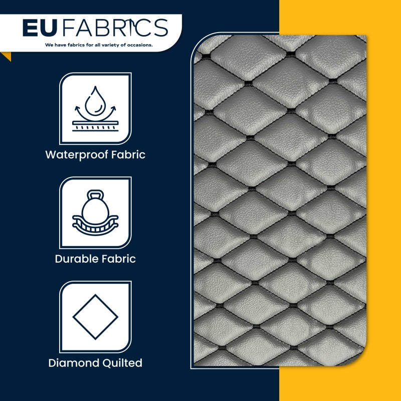 Quilted Leatherette  Black and Grey 1