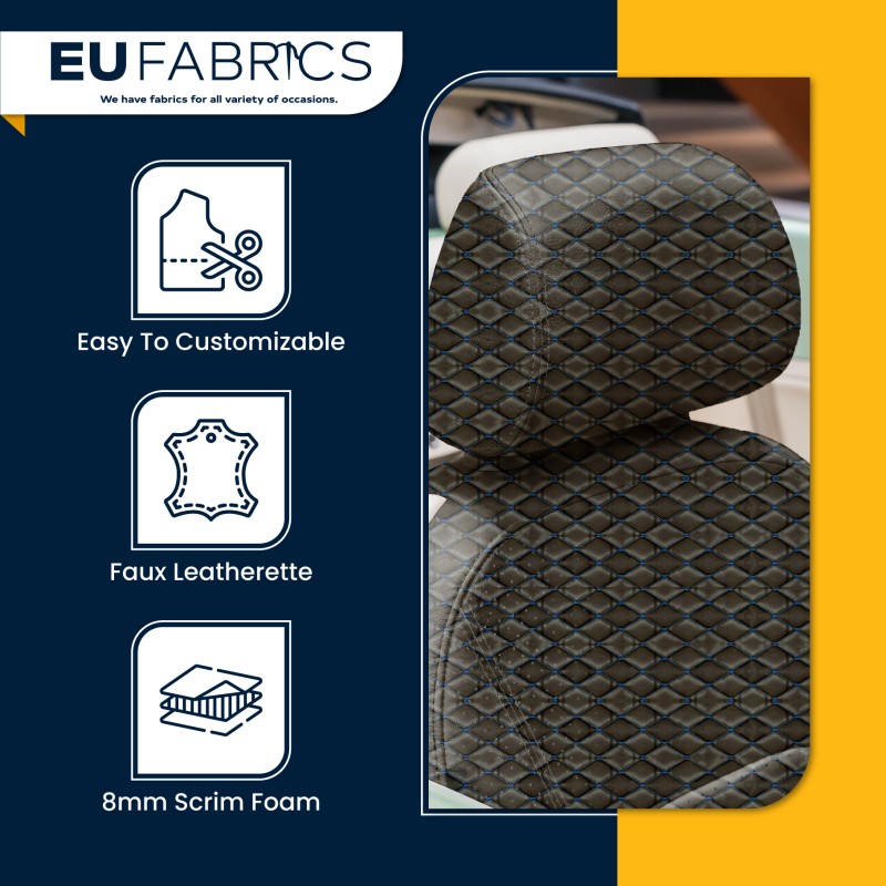 Quilted Leatherette  Black and Grey 1