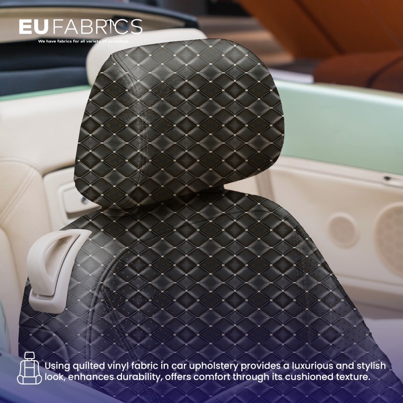 Quilted Leatherette  Black and Grey 1