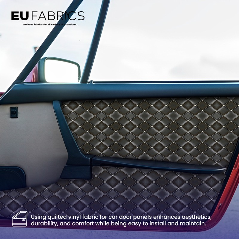 Quilted Leatherette  Black and Grey 1