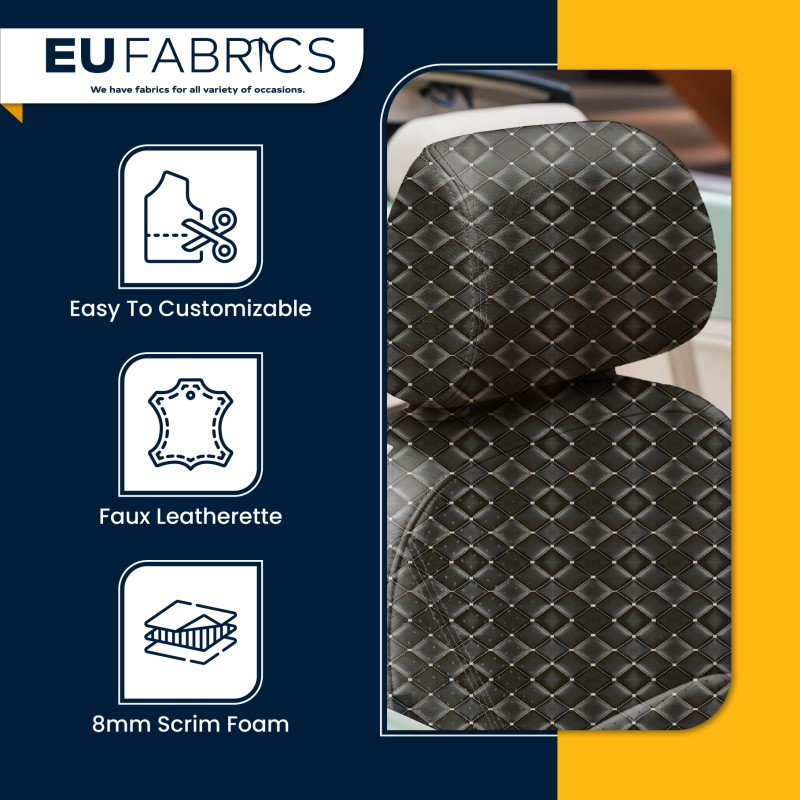 Quilted Leatherette  Black and Grey 1