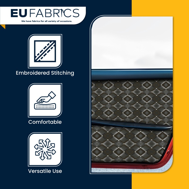 Quilted Leatherette  Black and Grey 1