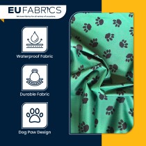 Canvas Waterproof Fabric 300 Denier Paw Prints Green