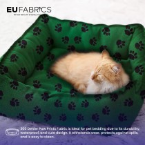 Canvas Waterproof Fabric 300 Denier Paw Prints Green