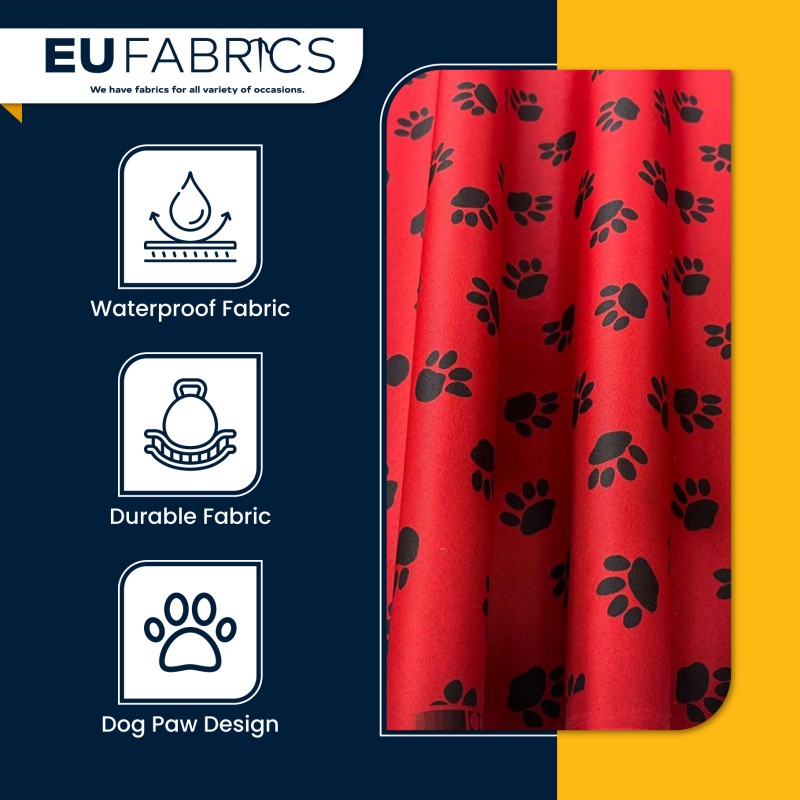 Canvas Waterproof Fabric 300 Denier Paw Prints Green