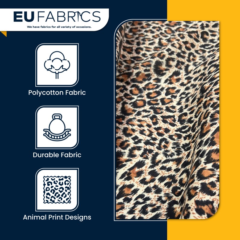 Animal Prints Polycotton Fabric Leopard 1