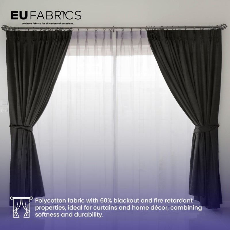 Fire Retardant Polycotton Fabric Black