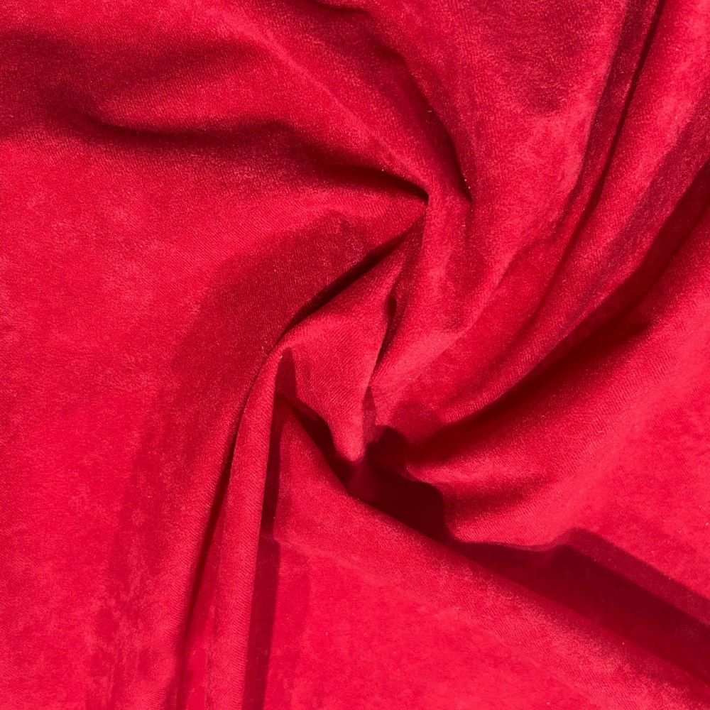 Clearance Polycotton Upholstery REd Suede Feel 1