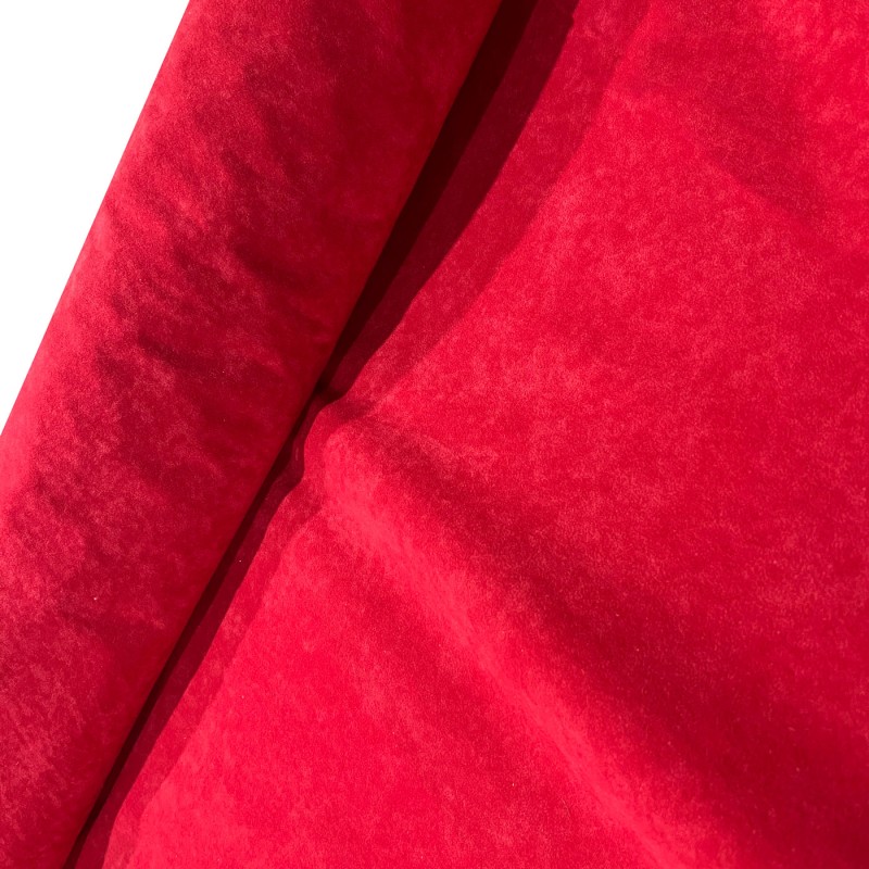 Clearance Polycotton Upholstery REd Suede Feel 3