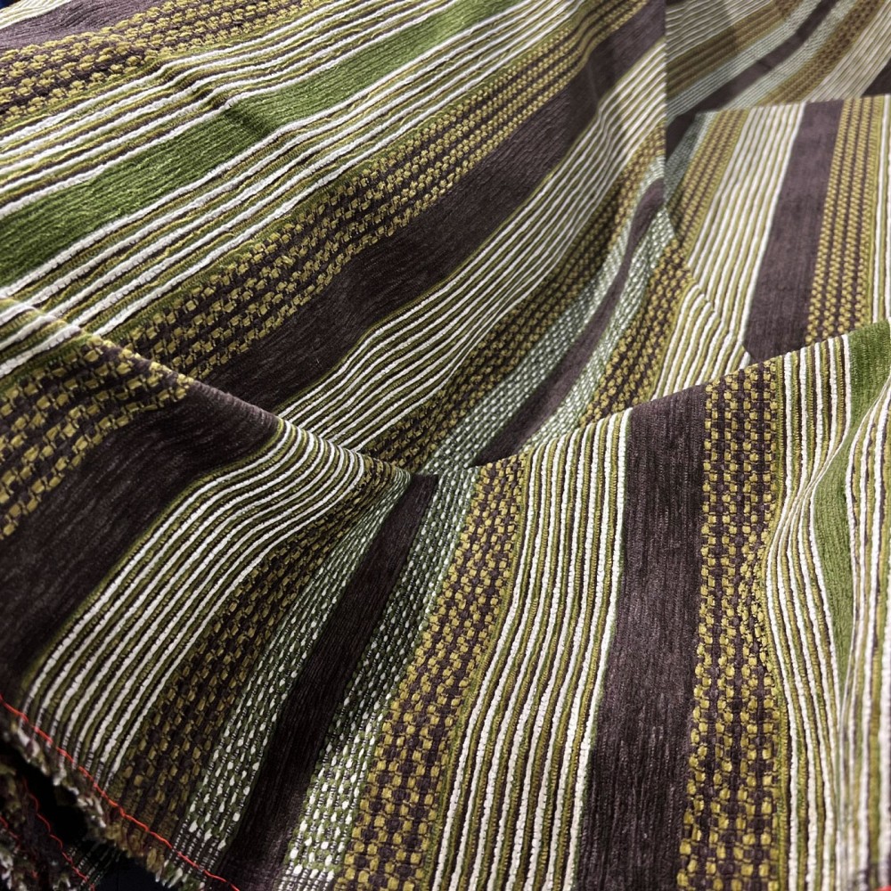 Clearance Polycotton Upholstery Lime and Stripes 1