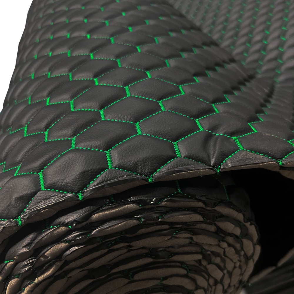 Embroidered Letherette Hexagonal Embroidered Leatherette Fabric | EU Fabrics