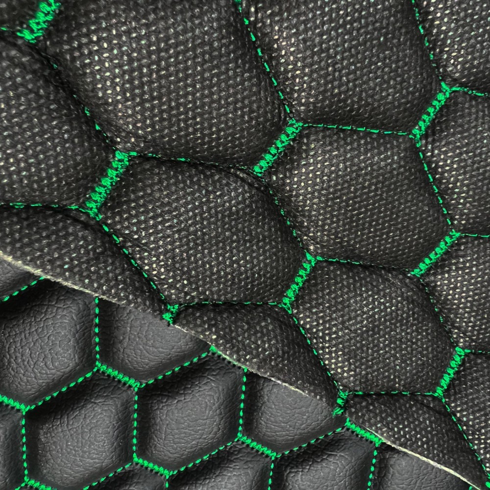 Embroidered Letherette Hexagonal Embroidered Leatherette Fabric | EU Fabrics