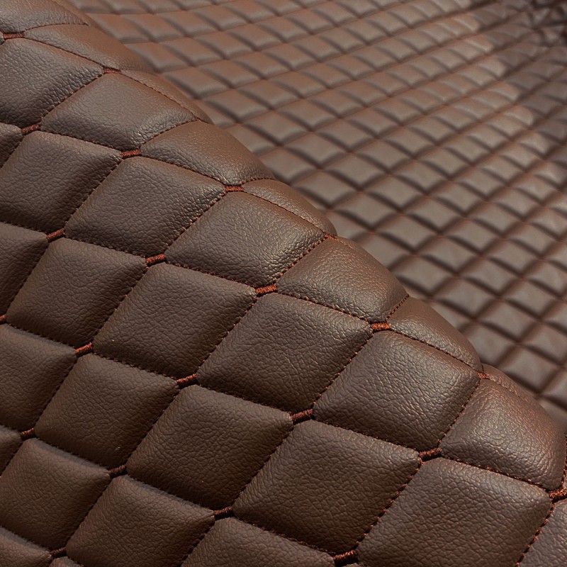 Quilted Leatherette  Brown with Brown Stitching2