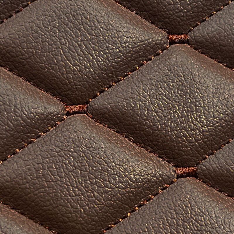 Quilted Leatherette  Brown with Brown Stitching3