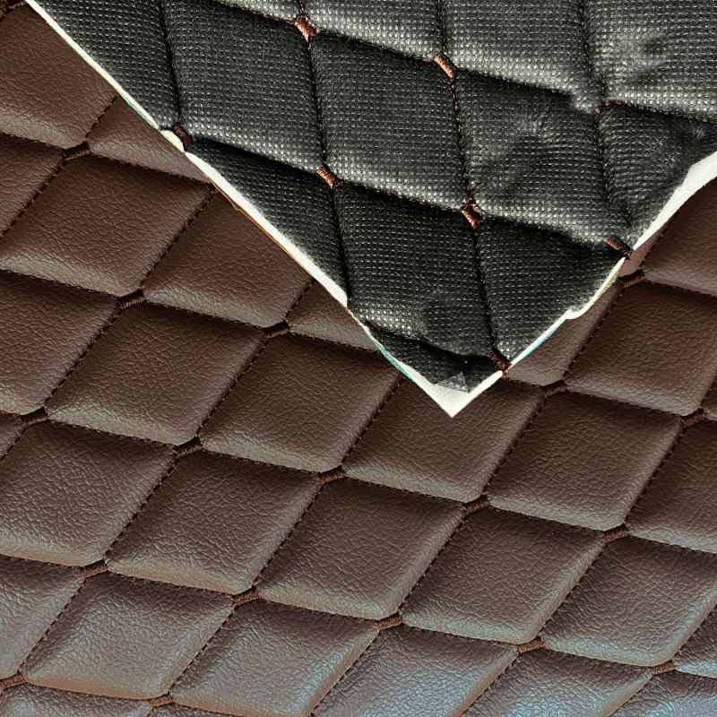 Quilted Leatherette  Brown with Brown Stitching5