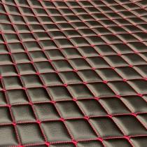 Quilted Leatherette Black with Pink Stitch 1