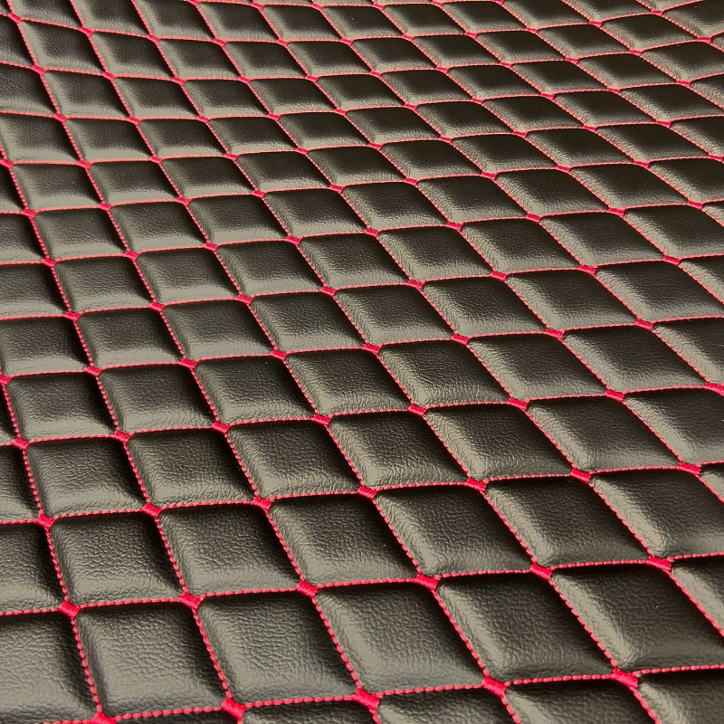 Quilted Leatherette Black with Pink Stitch 1