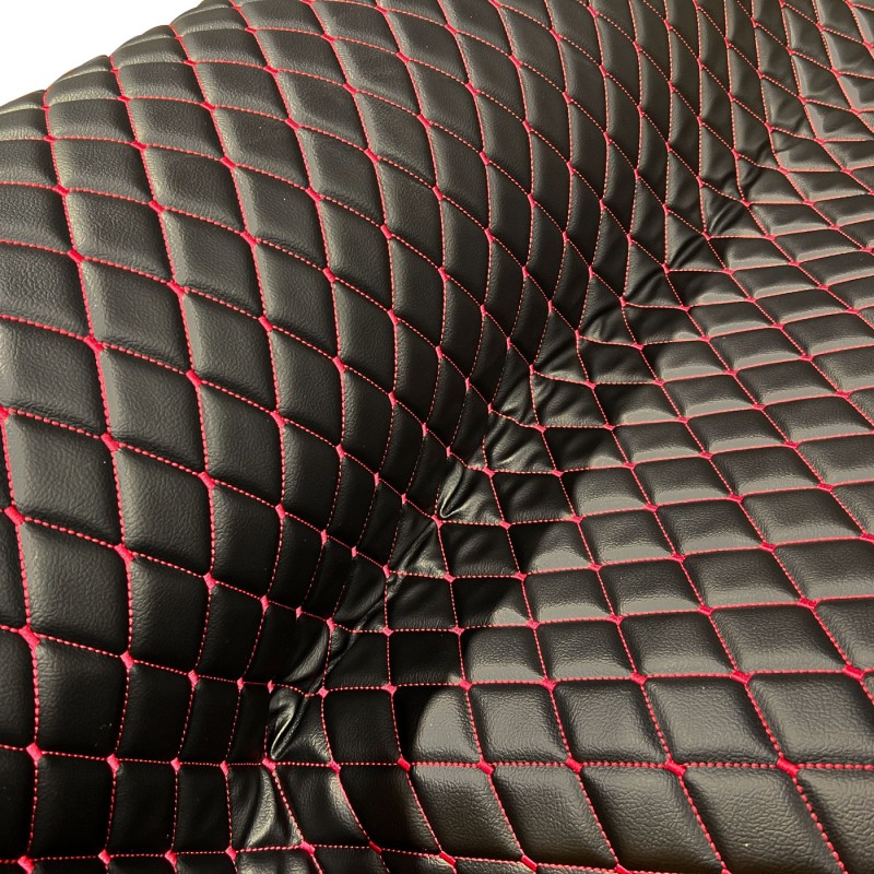 Quilted Leatherette Black with Pink Stitch 2
