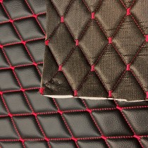Quilted Leatherette Black with Pink Stitch 3