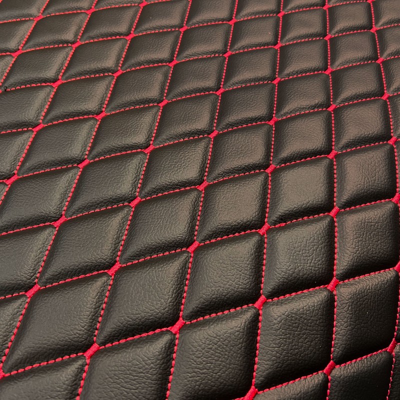 Quilted Leatherette Black with Pink Stitch 4