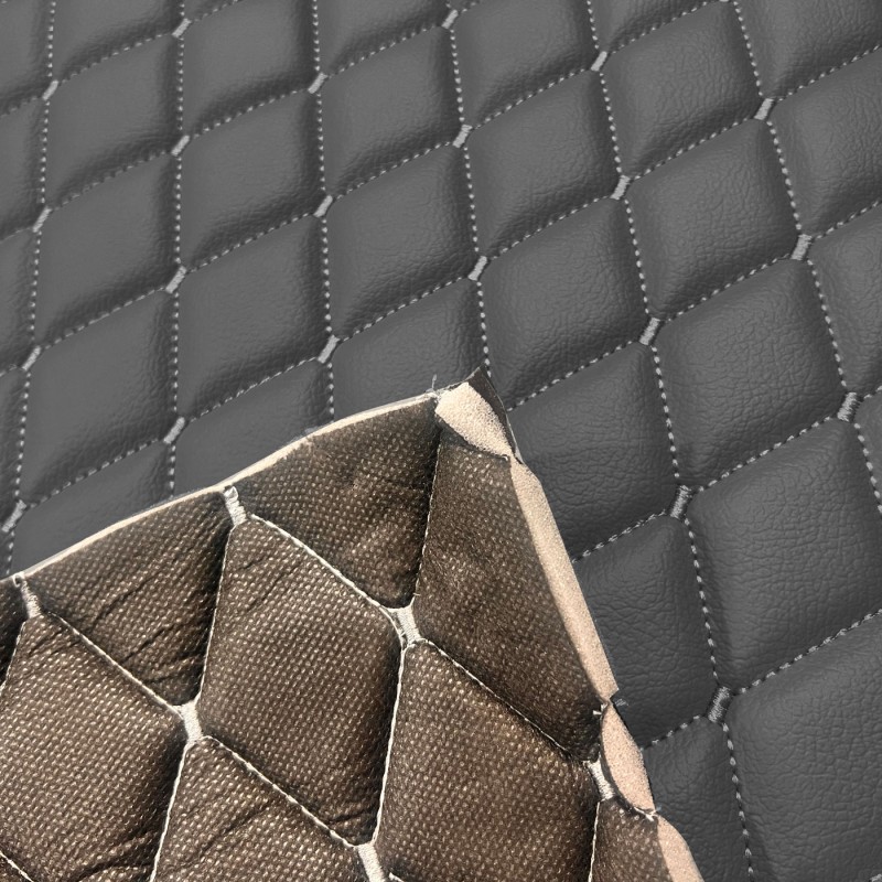 Quilted Leatherette Grey with Grey stitching5
