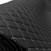 Quilted Leatherette  Black and Grey Stitch 1