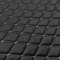 Quilted Leatherette  Black and Grey Stitch 2