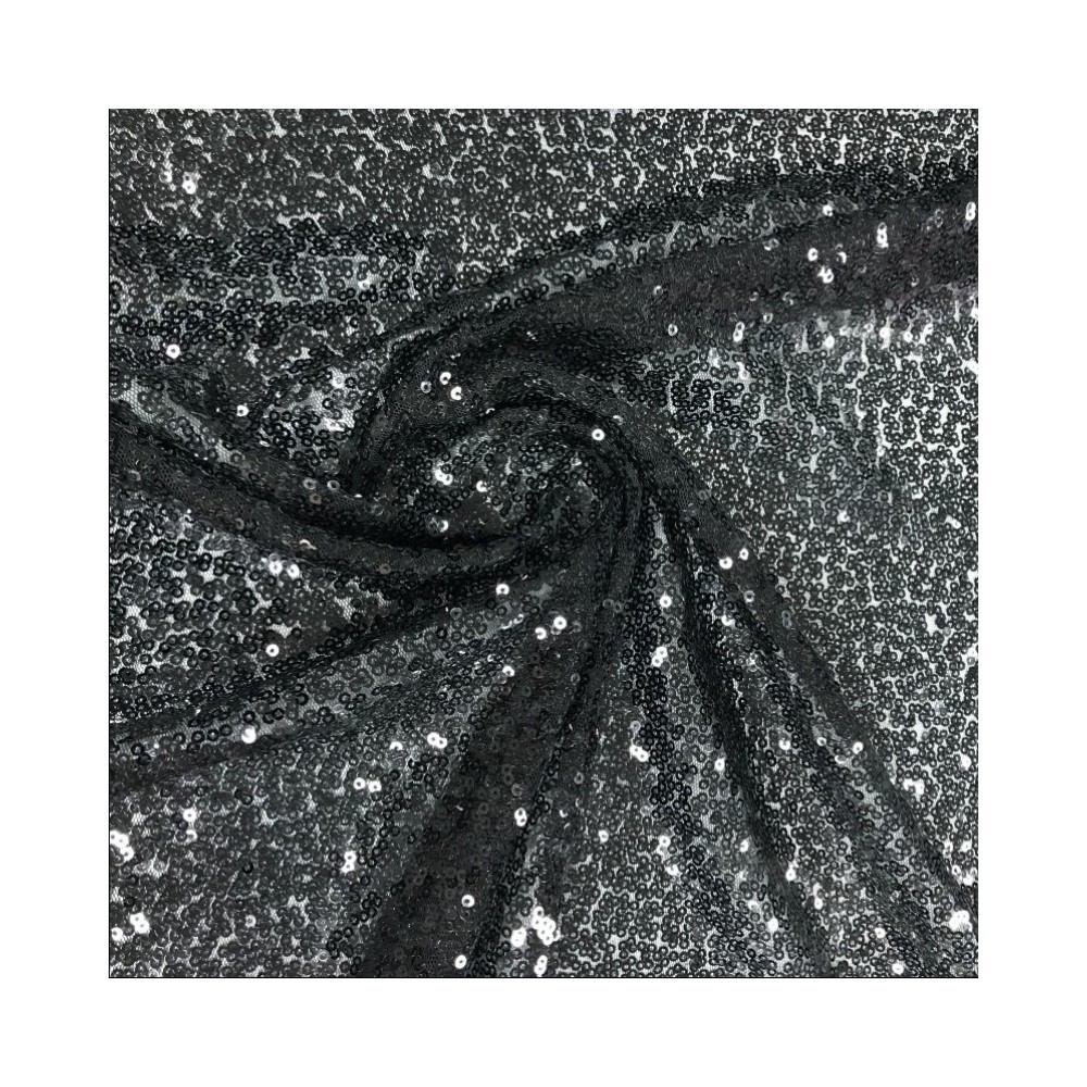 Sequin Fabric All over Sequins on Mesh Black