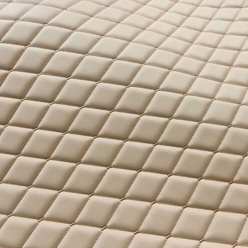 Quilted Leatherette  Beige beige stitch 1