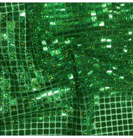 Square Sequins Fabric Hologram emeral Green