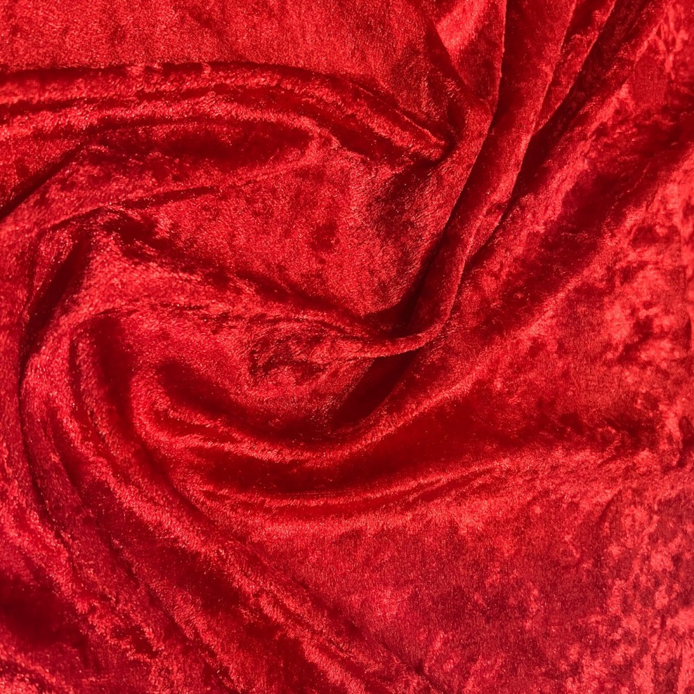 FIRE RETARDANT CRUSHED VELVET FABRIC Premium Soft Curtains Material Dress 150CM Red5