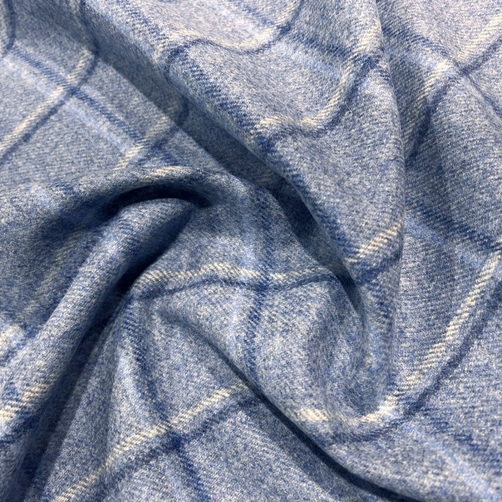 Checked Melton Wool To Clear Blue3
