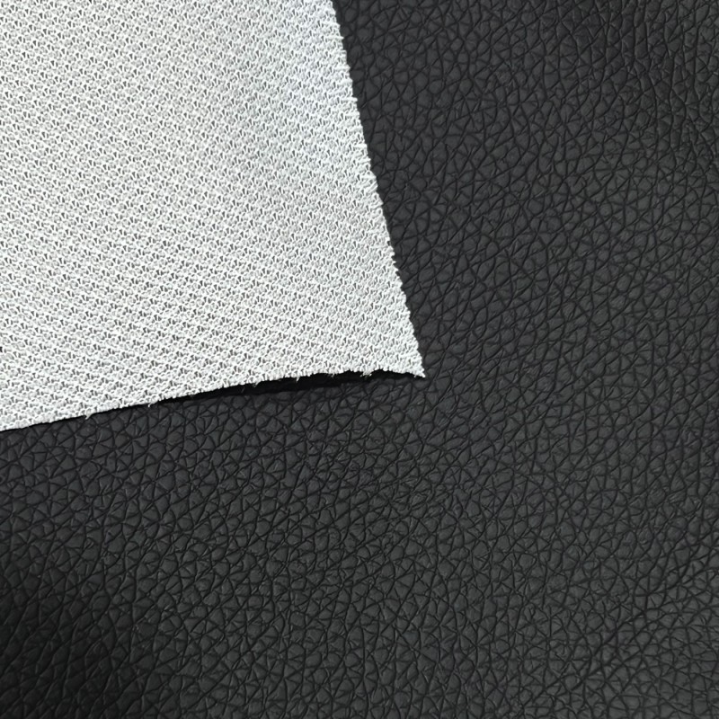 Luxury Soft Feel Leather Look Fabric Black 2