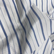 Cotton Lawn Dressmaking / Shirting fabric Blue Stripe 1