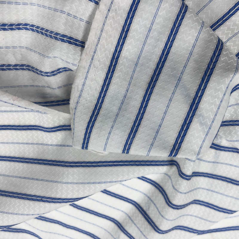 Cotton Lawn fabric Blue Stripe 4