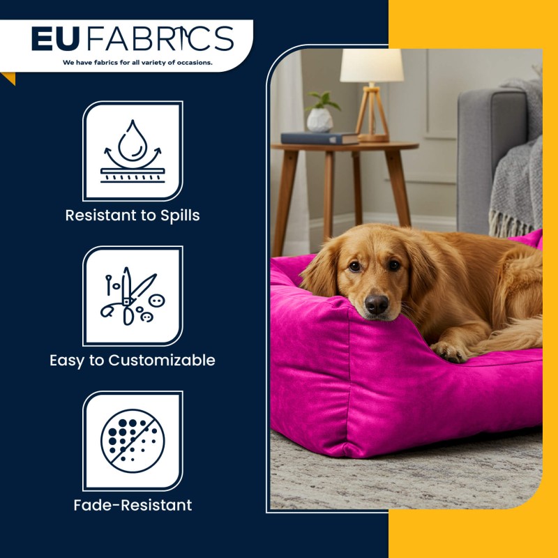 PVC Backed Faux Suede Fabric Pink