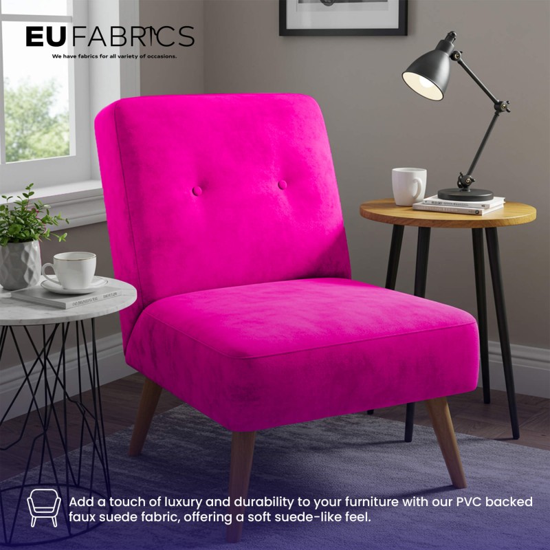 PVC Backed Faux Suede Fabric Pink