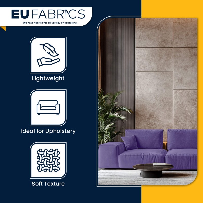 PVC Backed Faux Suede Fabric Lilac