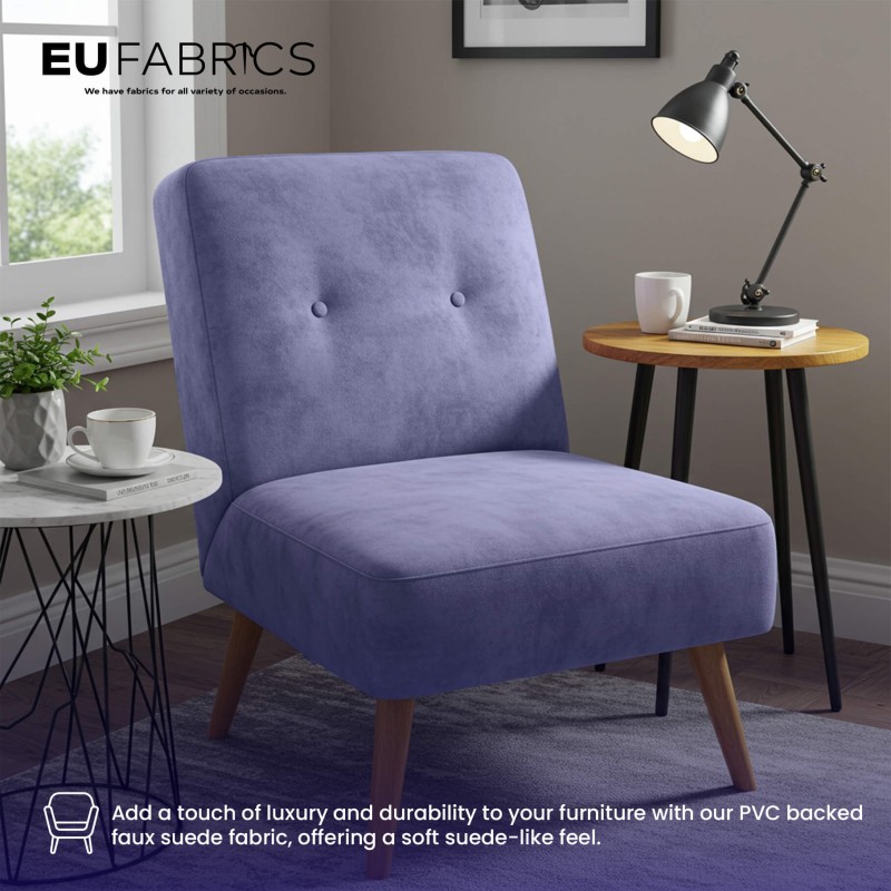 PVC Backed Faux Suede Fabric Lilac