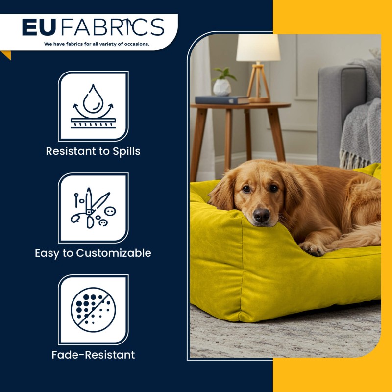 PVC Backed Faux Suede Fabric Yellow