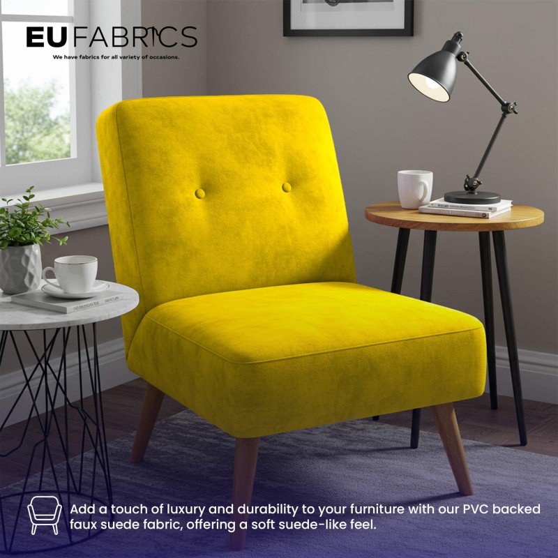 PVC Backed Faux Suede Fabric Yellow