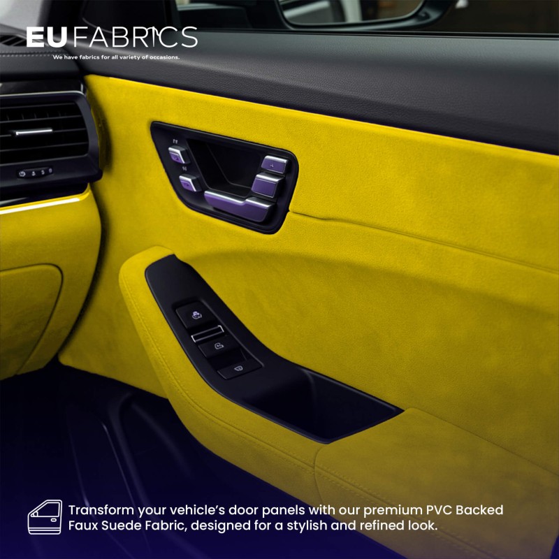 PVC Backed Faux Suede Fabric Yellow
