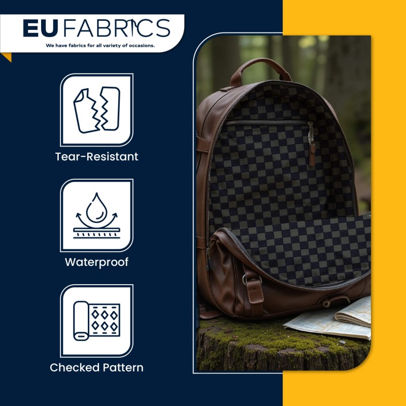 Checked Waterproof Dry Waxed Cotton Fabric